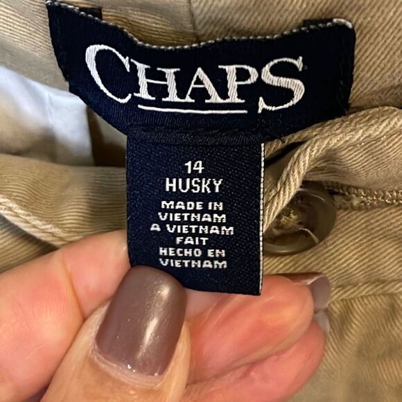 Chaps‎ Flat Front Khakis. Boys Size 14 Husky. Tan - Picture 4 of 6